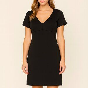 Betsey Johnson Black V-Neck Fit & Flare Dress Size 2 Classic Cherry Lining